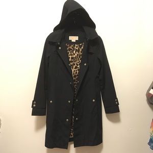 Michael Kors Black Hooded Raincoat Jacket